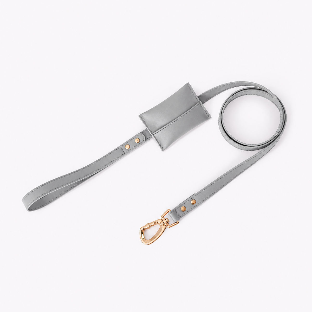 Smooth Calf Leather Harness with the matching leash, in gray