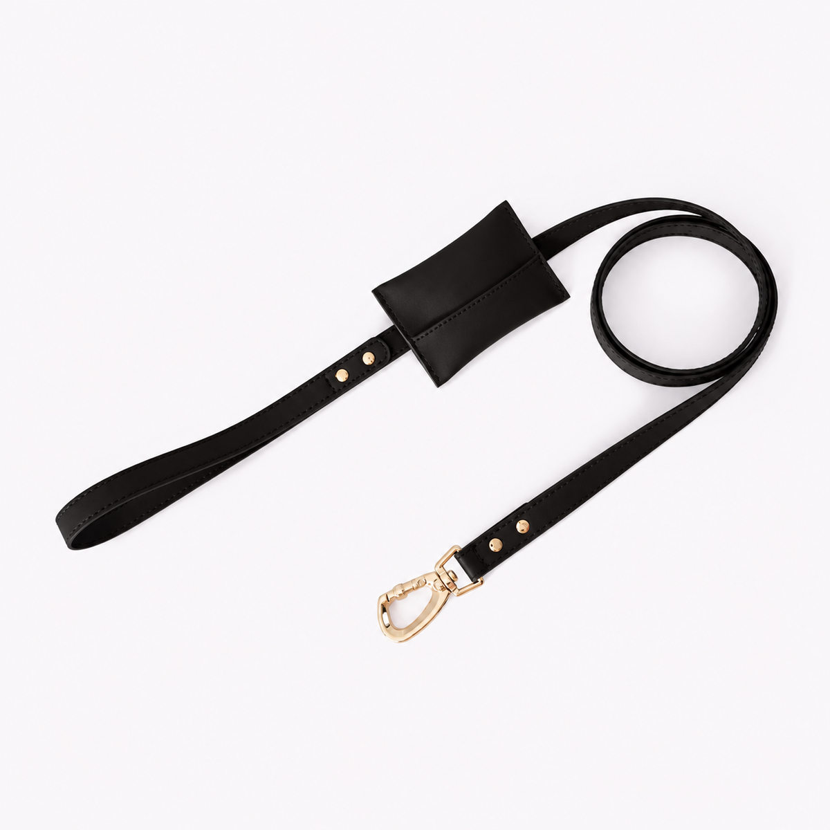 Smooth Calf Leather Harness with the matching leash, in black
