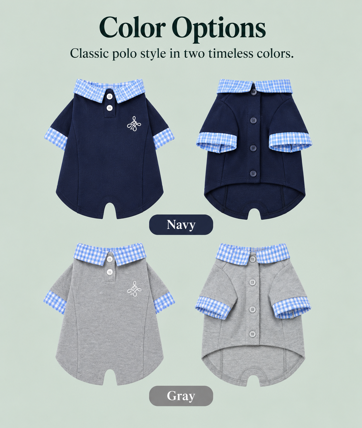 Gingham-Collar Knit Polo — color options