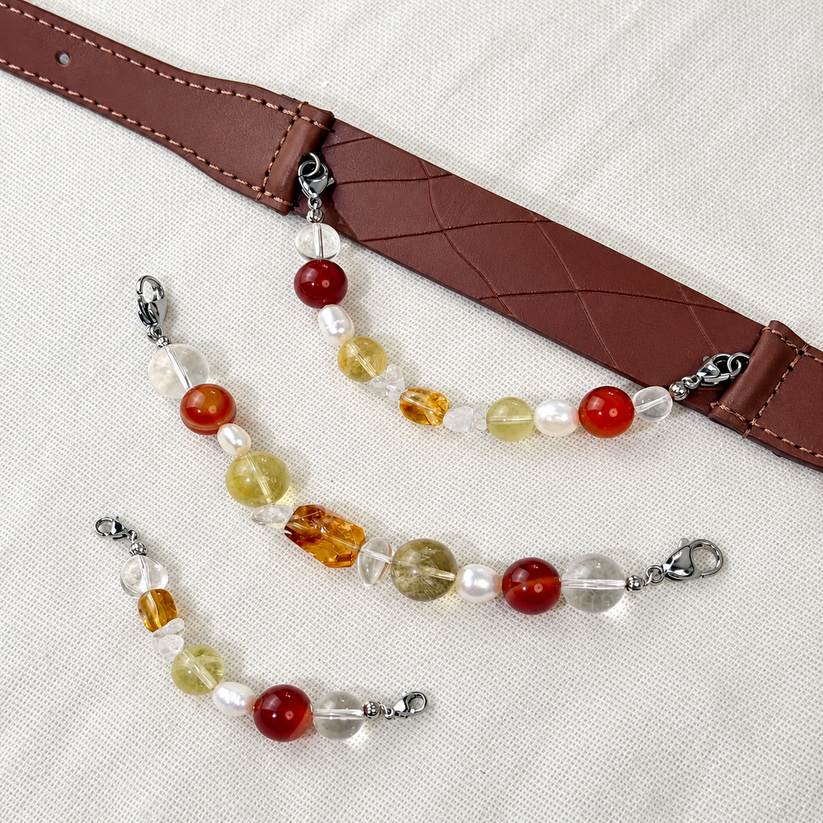 Jeweled Leather Collar in dark brown