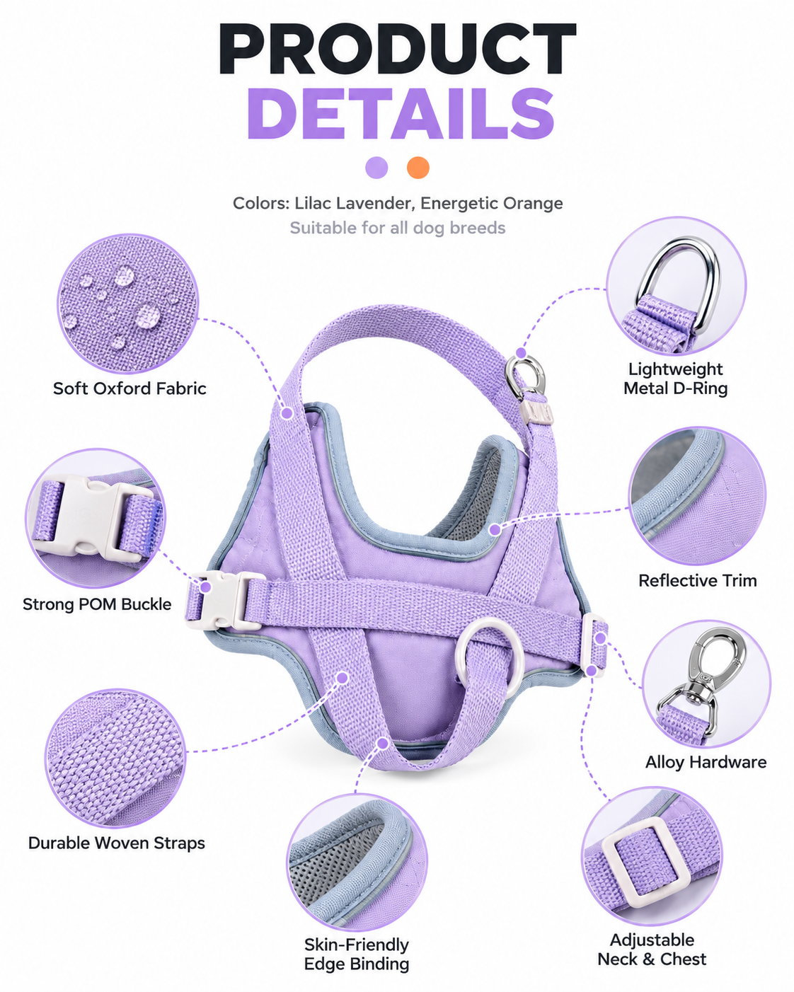 Reflective Saddle Harness &amp; Leash Set — details