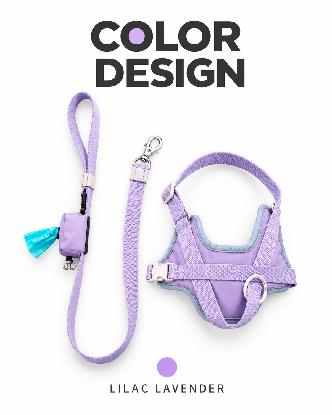 Reflective Harness & Leash Set — lavender